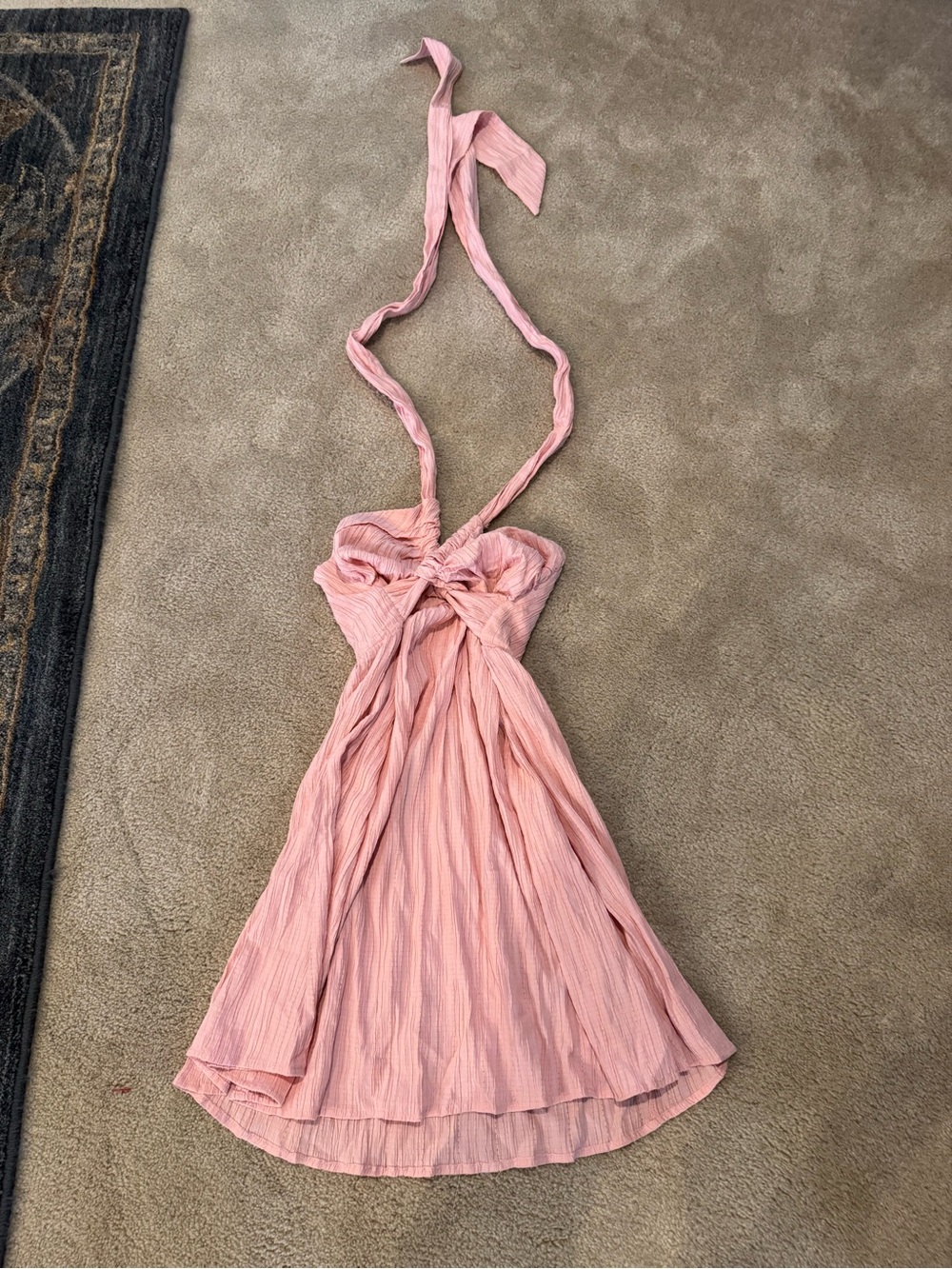 Pink Halter Tie-Back Summer Dress